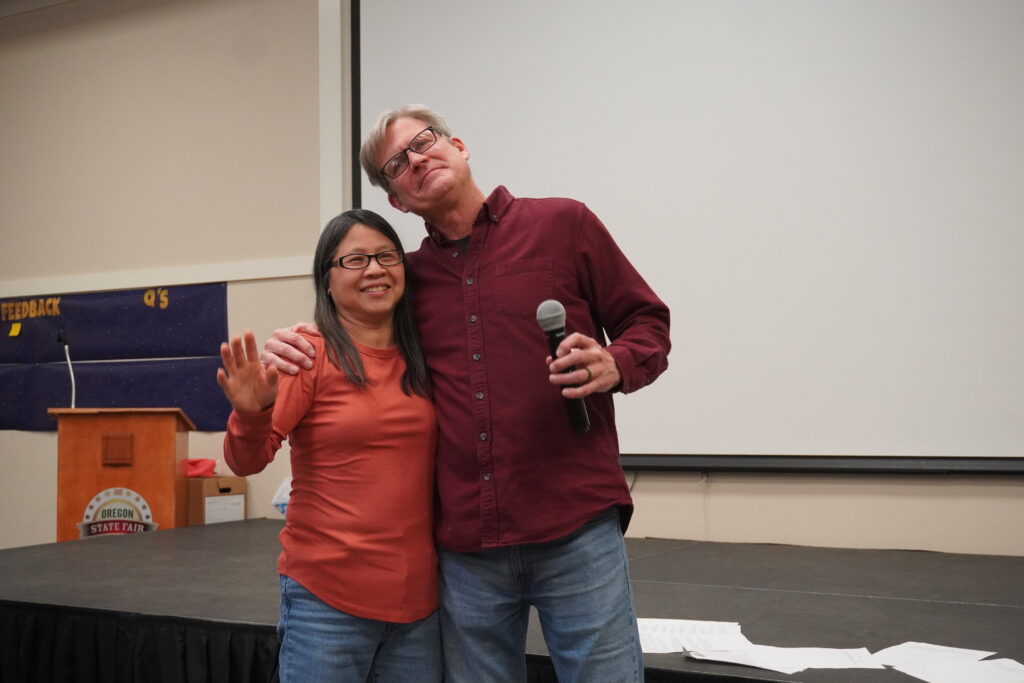 Laita Chao receiving her 30 year anniversary award for working at Garten. 