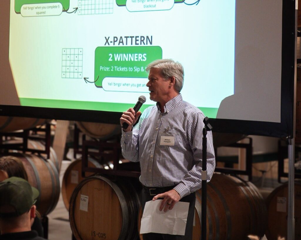 CEO Will Posegate speaking at the Garten Happy Hour. 