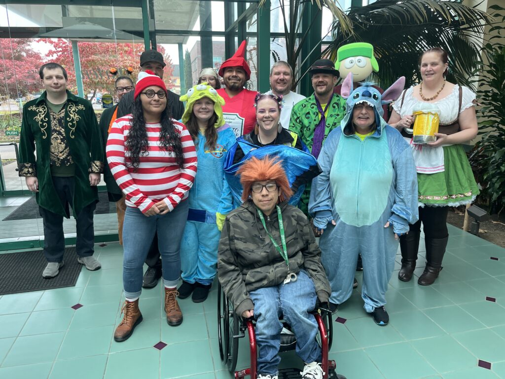 Garten employees pose for a Halloween photo. 